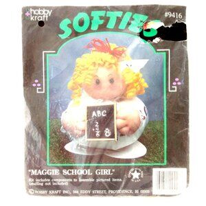 Vintage Hobby Kraft Softies Maggie School Girl # 9416  Complete Doll Craft Kit